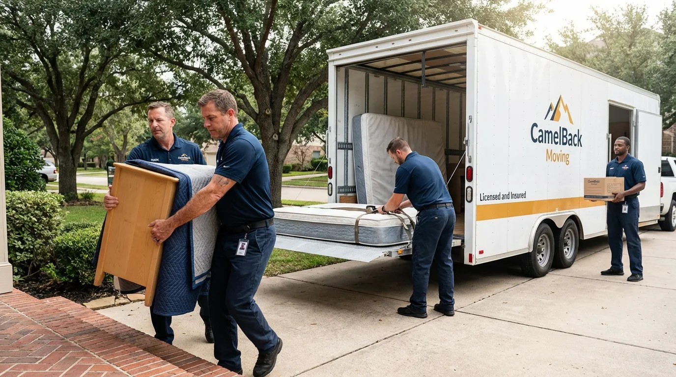 Crew loading residential truck for cross-state move from Kimball, NE
