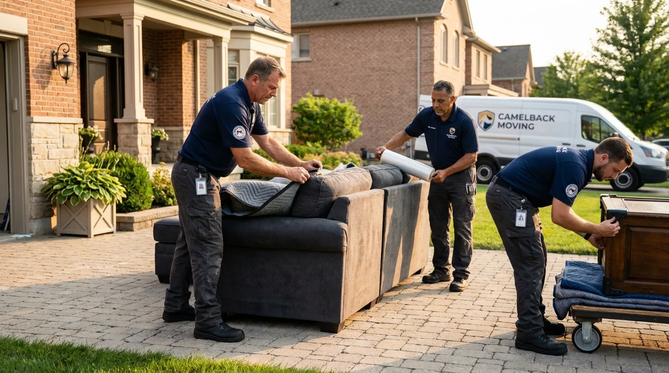 Large estate moving crew wrapping furniture in Kimball, NE